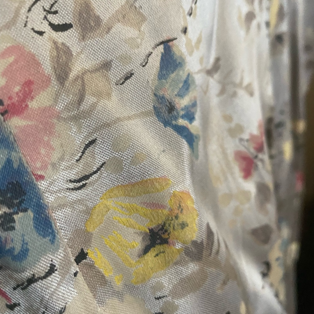 Vintage 1960s Silk Satin Dress Sheath Devoré Floral Medium - Picture 5 of 8